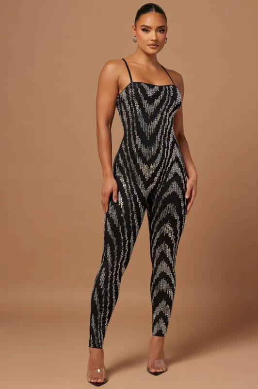Keanna Embellished Jumpsuit - Black sold by Fashion Nova
