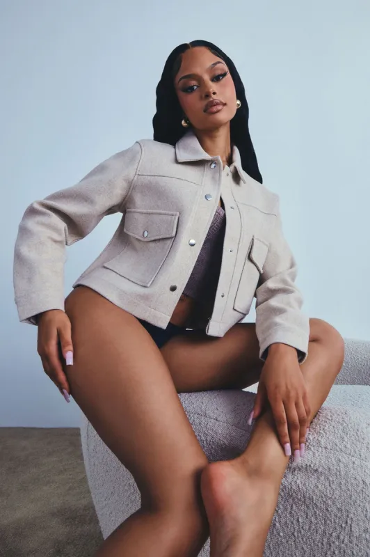 On My Way To You Jacket - Oatmeal sold by Fashion Nova