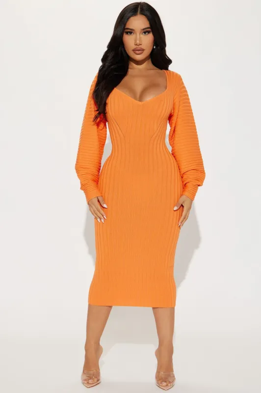 Gemini Sweater Midi Dress - Orange sold by Fashion Nova