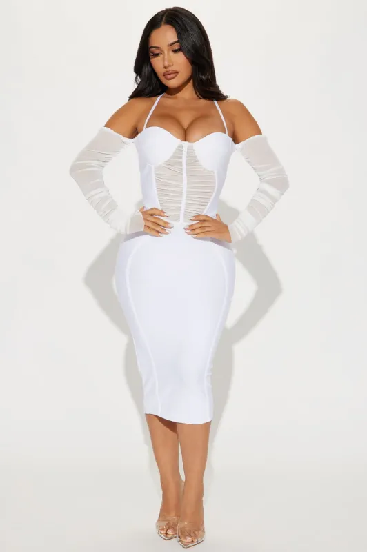 Kristen Bandage Midi Dress - White sold by Fashion Nova