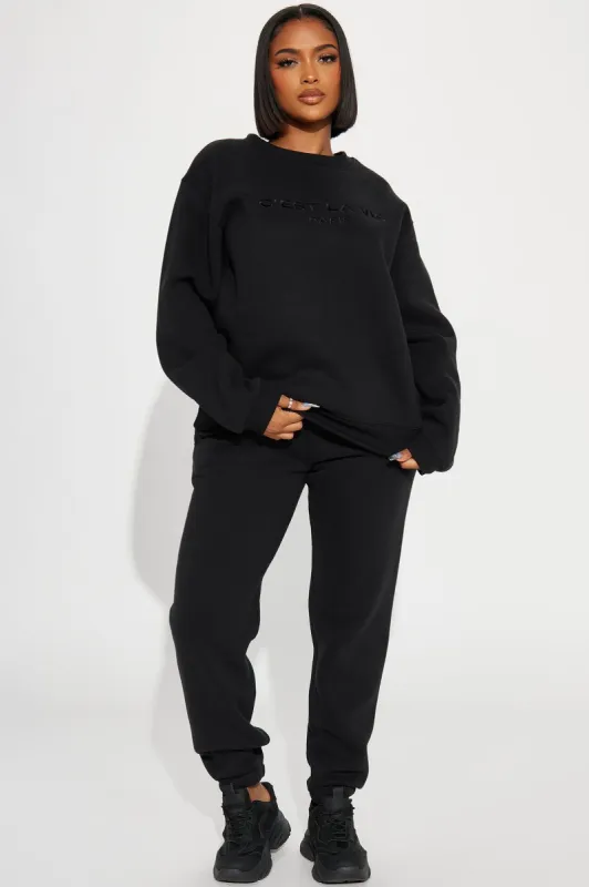 C’est La Vie Sweatpant Set - Black made by Fashion Nova