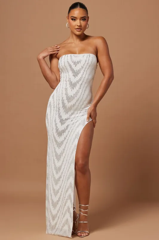 Esme Embellished Maxi Dress - White sold by Fashion Nova