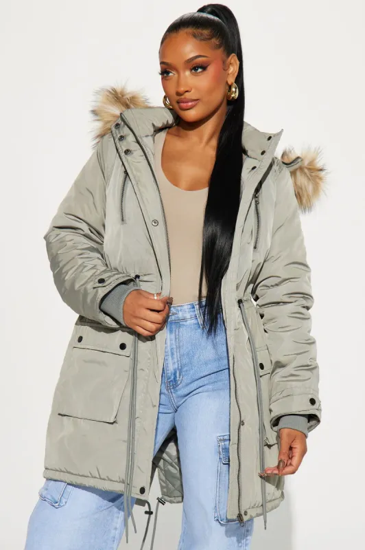 Cold News Puffer Jacket - Olive sold by Fashion Nova