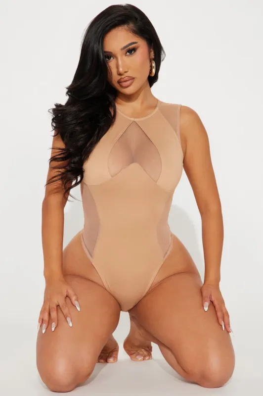 Veronica Mesh Bodysuit - Taupe sold by Fashion Nova