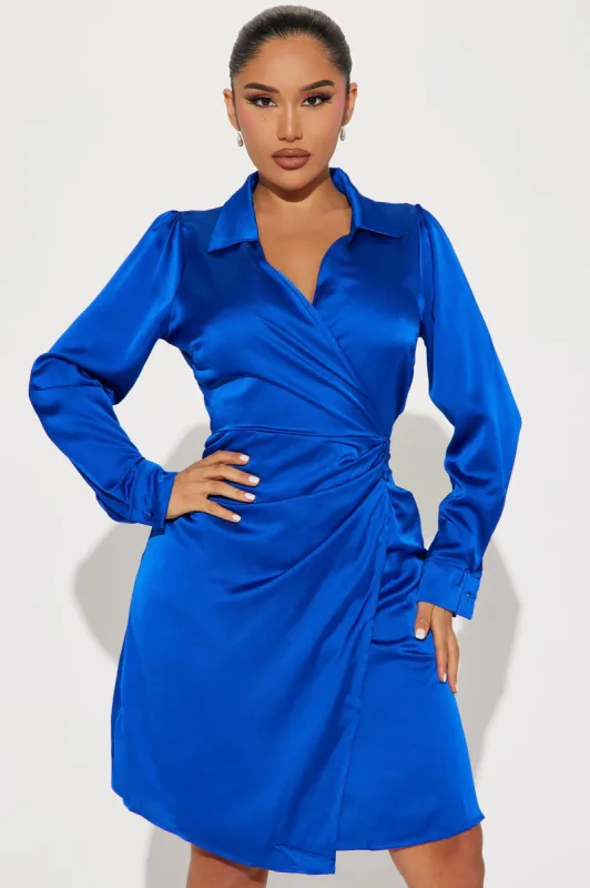 Jessica Satin Midi Dress - Royal sold by Fashion Nova