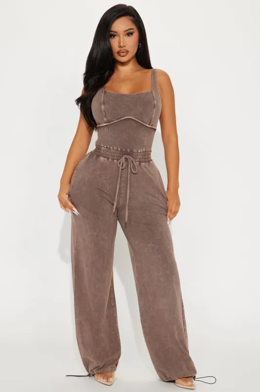 Keep It Up Jumpsuit - Brown sold by Fashion Nova