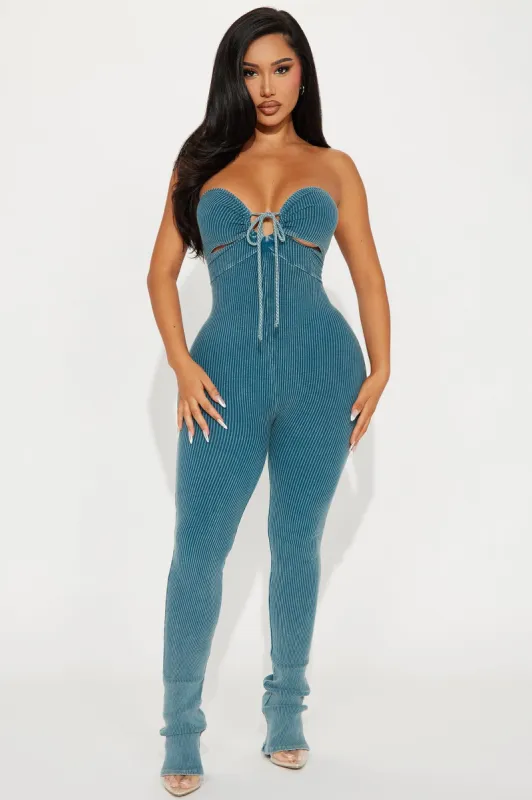 In That Moment Washed Jumpsuit  - Teal sold by Fashion Nova