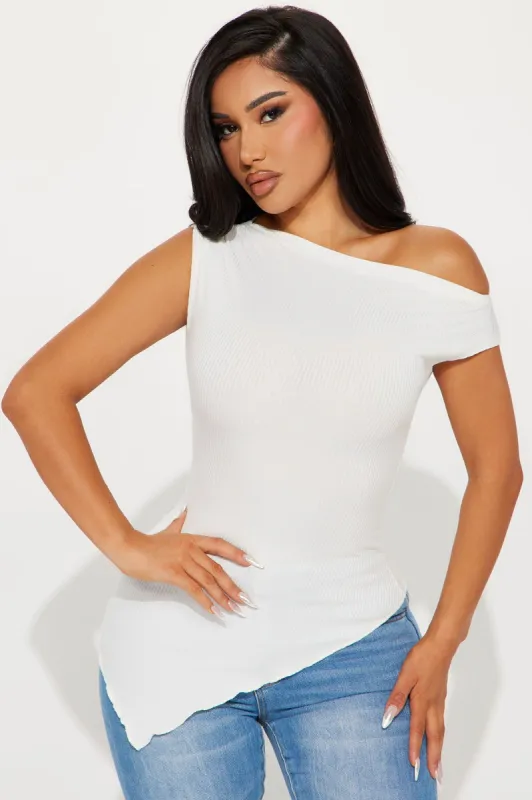 Ava One Shoulder Top - White sold by Fashion Nova