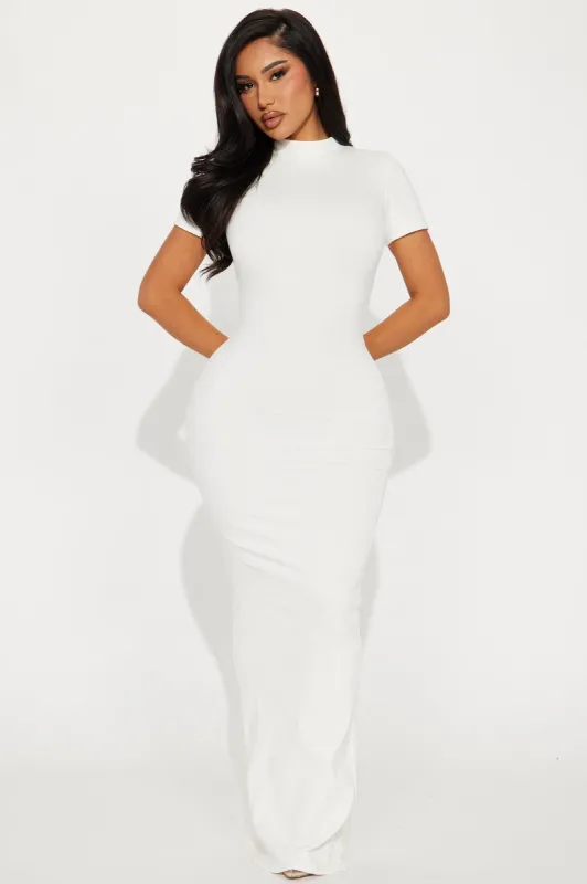 Cora Snatched Maxi Dress - Off White sold by Fashion Nova