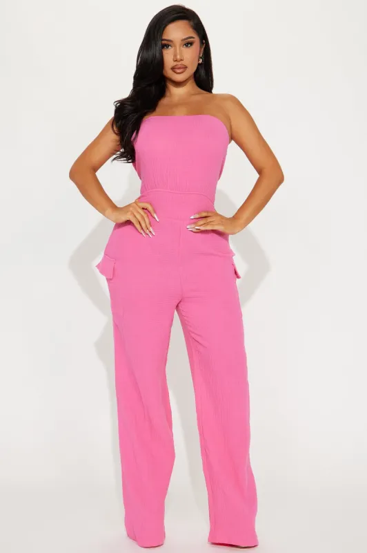 Tulum Mami Gauze Jumpsuit - Rose sold by Fashion Nova