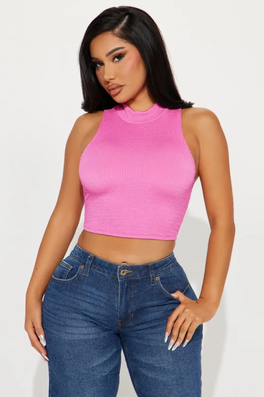 Heather High Neck Tank Top - Fuchsia sold by Fashion Nova