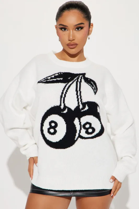 The Cherry Game Sweater - Ivory/combo sold by Fashion Nova