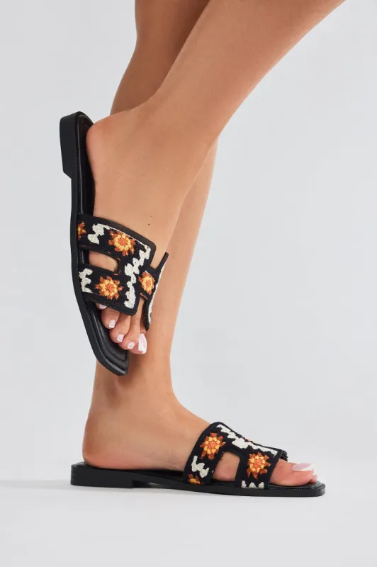Vacation Is Calling Flat Sandals - Black sold by Fashion Nova