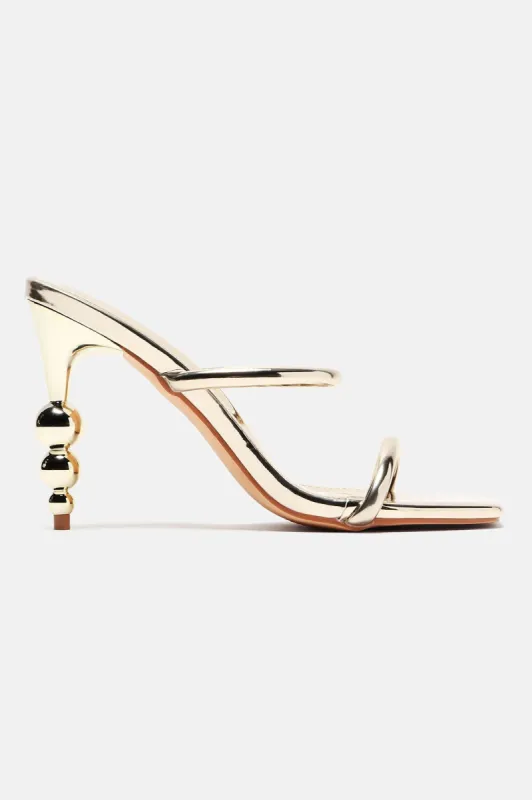 Show You Off Metallic Heeled Sandals - Gold sold by Fashion Nova
