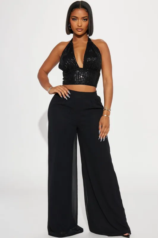 Illuminate Sequin Pant Set - Black sold by Fashion Nova