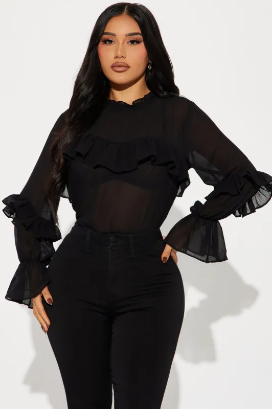 Birdie Blouse Top - Black sold by Fashion Nova