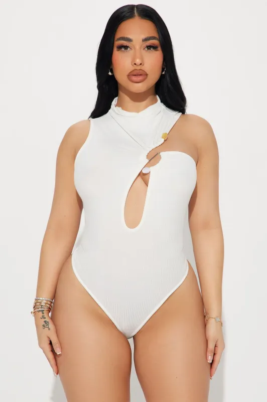 Brunch In Mykonos Ribbed Bodysuit - Ivory sold by Fashion Nova