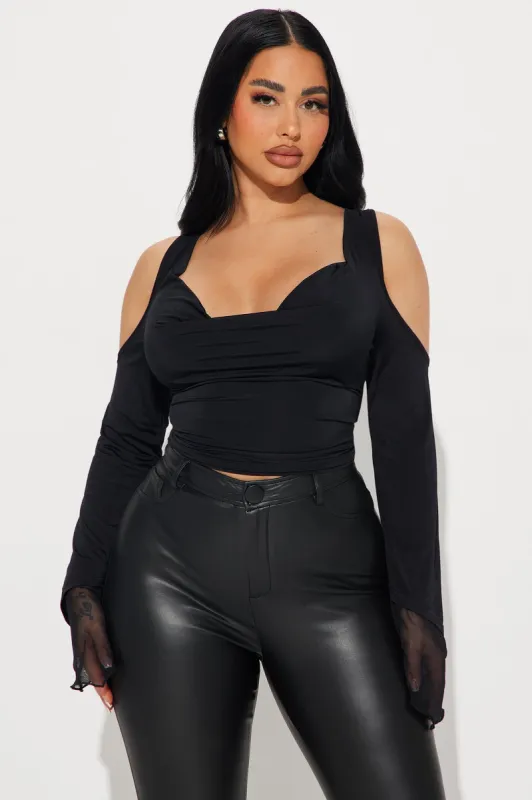 Sandra Cold Shoulder Top - Black sold by Fashion Nova