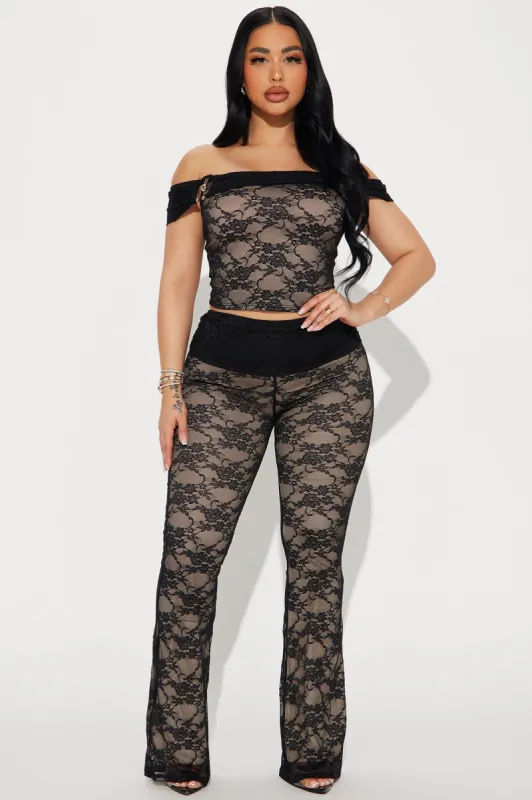 Poetic Romance Lace Pant Set - Black sold by Fashion Nova