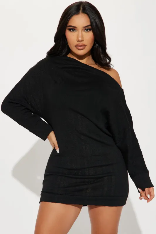 Ava Sweater Mini Dress - Black sold by Fashion Nova