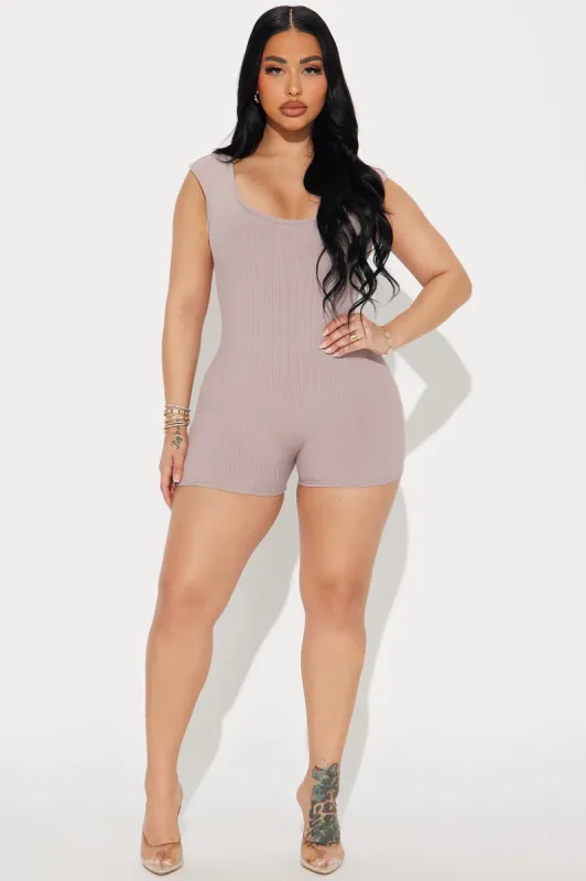 Rachel Snatched Romper - Sand sold by Fashion Nova