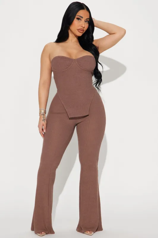 Call My Name Ribbed Pant Set - Mocha sold by Fashion Nova