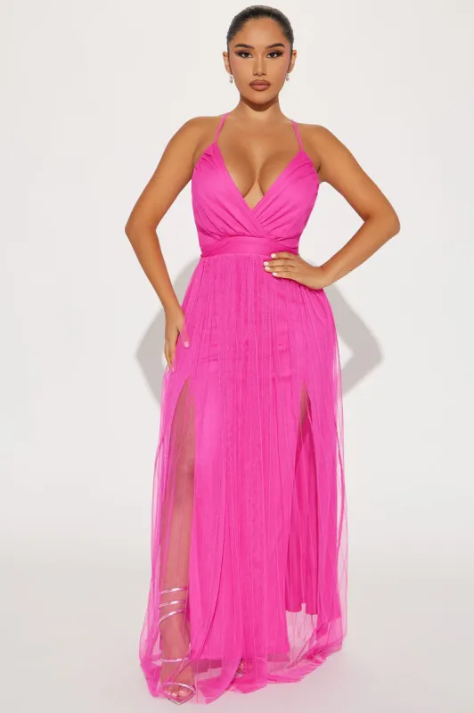 Madison Tulle Maxi Dress - Hot Pink sold by Fashion Nova