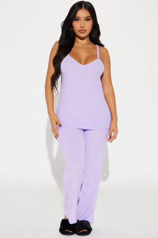 Comfy Mood Ribbed PJ Pant Set - Purple sold by Fashion Nova