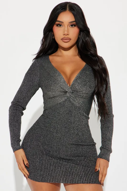 Ahna Ribbed Mini Dress - Black sold by Fashion Nova