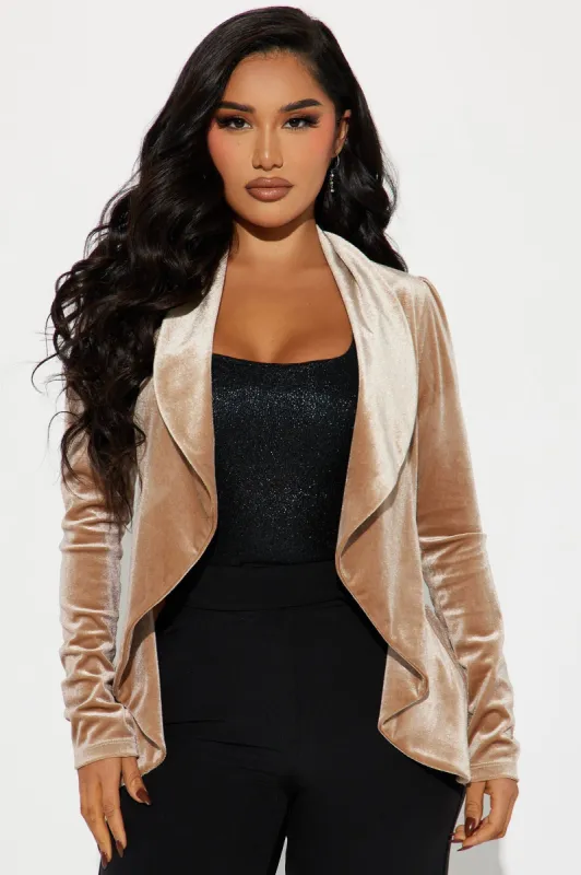 Meet And Greet Velvet Blazer - Champagne sold by Fashion Nova