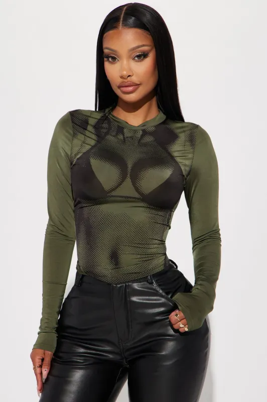 Body Bliss Long Sleeve Top - Olive sold by Fashion Nova