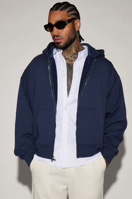 Tyson Heavyweight Zip Up - Navy sold by Fashion Nova