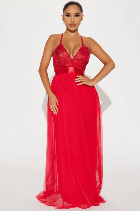 Let's Dance Tulle Maxi Dress - Red sold by Fashion Nova
