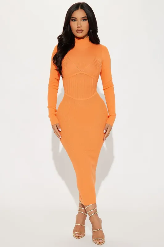 Jill Sweater Midi Dress - Orange sold by Fashion Nova