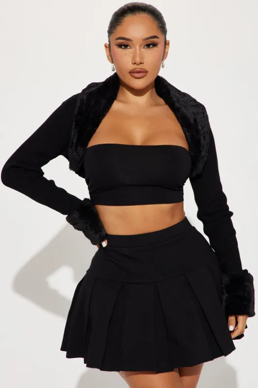 Feelin' The Vibe Bolero Sweater - Black sold by Fashion Nova