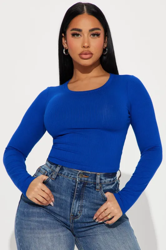 Jaclyn Cropped Long Sleeve Top - Royal sold by Fashion Nova