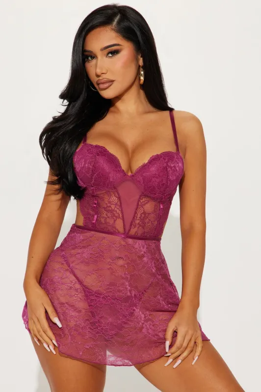 Still A Secret Lace Babydoll - Magenta sold by Fashion Nova