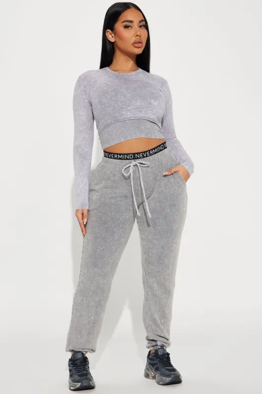 First Sight Mineral Wash Jogger Set - Grey sold by Fashion Nova