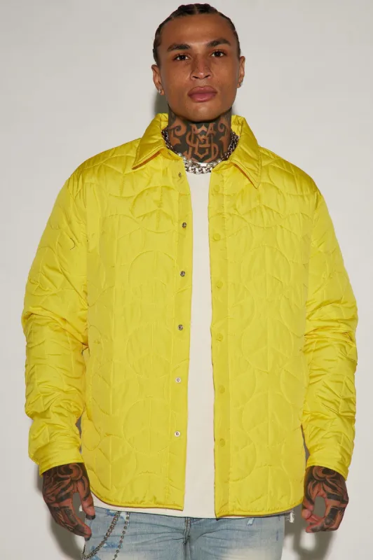 Peace Quilted Nylon Shacket - Yellow sold by Fashion Nova