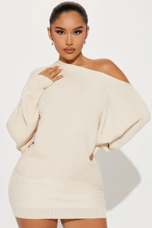 Jasmine Sweater Mini Dress - Cream sold by Fashion Nova