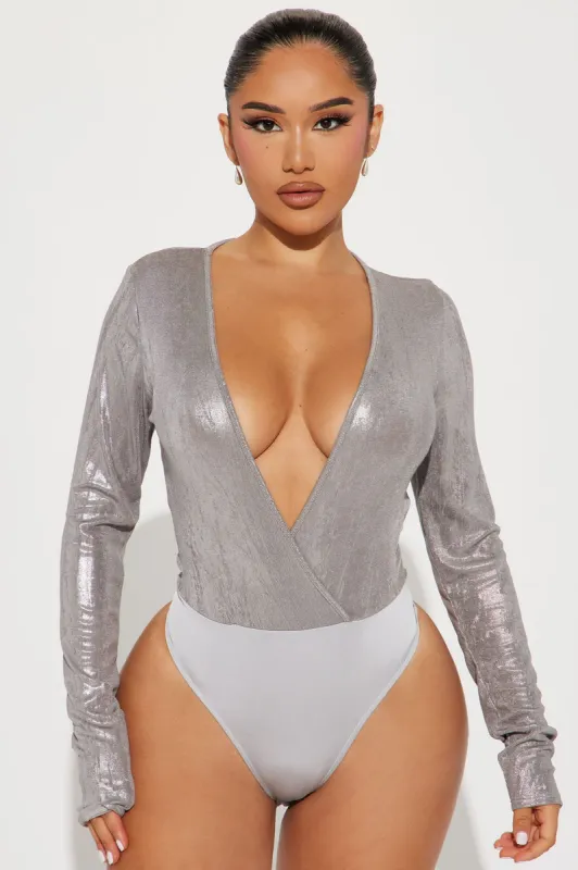 Shimmer And Shine Bodysuit - Silver sold by Fashion Nova