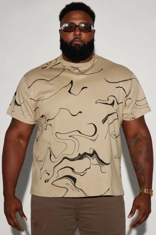 Boujee Marble Short Sleeve Tee - Taupe/combo sold by Fashion Nova
