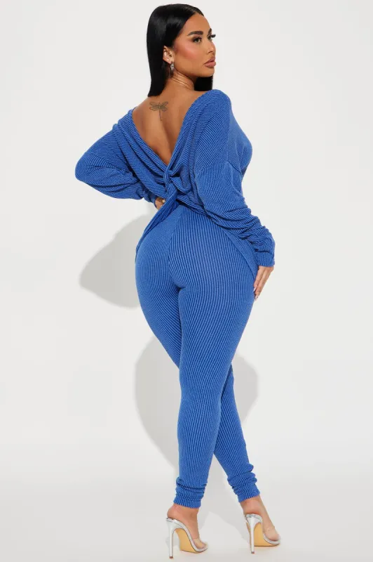 Don't Get Twisted Ribbed Legging Set - Blue sold by Fashion Nova