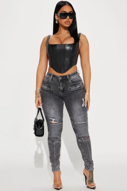 Ride Off Stretch Skinny Jeans - Grey sold by Fashion Nova