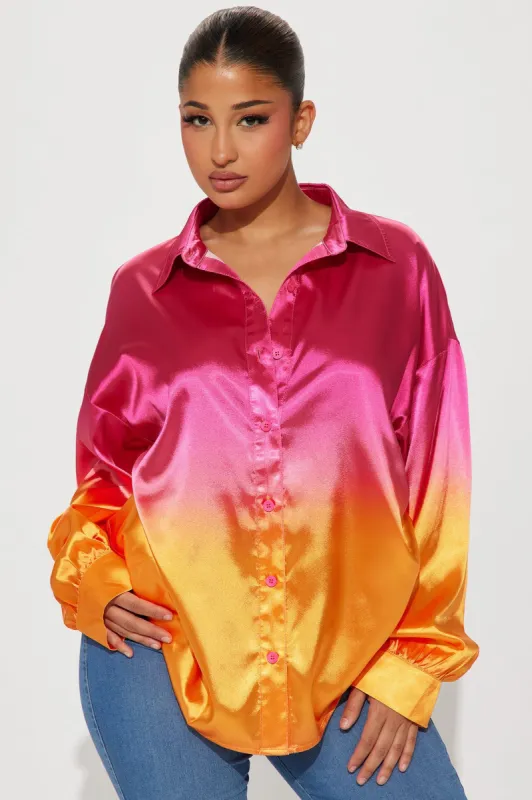 Always About You Satin Shirt - Pink/combo sold by Fashion Nova