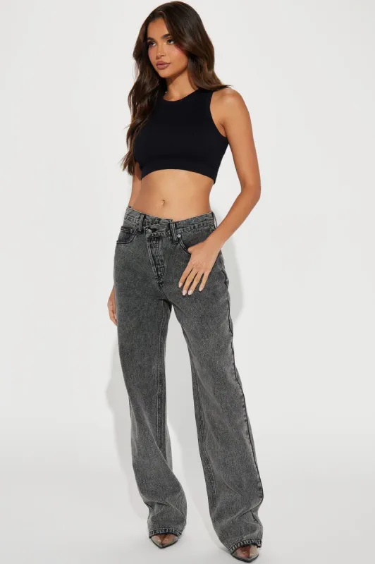 Crossover Straight Leg Tinted Jeans - Black Wash sold by Fashion Nova