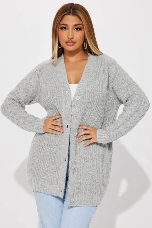 Keoni Cardigan Sweater - Heather Grey sold by Fashion Nova