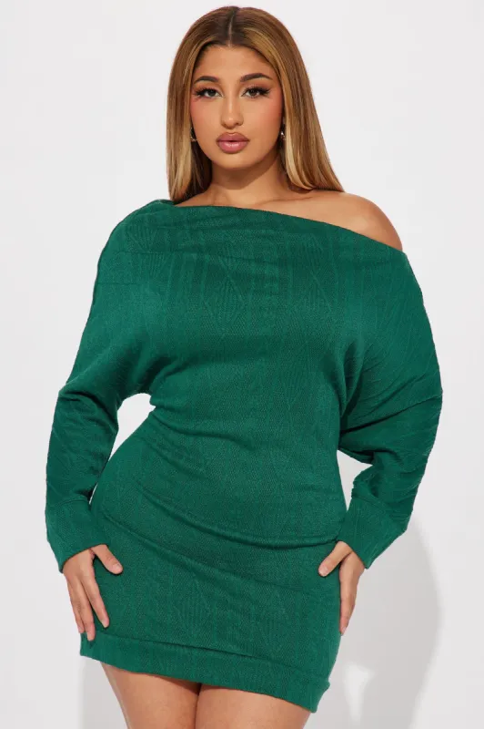 Ava Sweater Mini Dress - Hunter sold by Fashion Nova