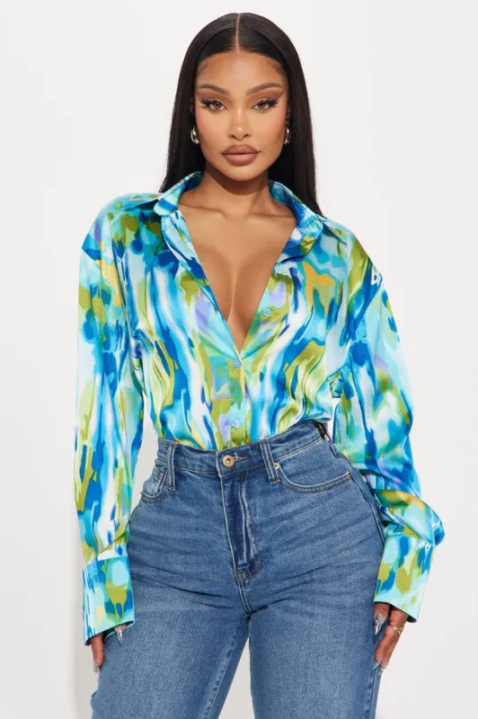 Life In Color Shirt - Blue/combo sold by Fashion Nova