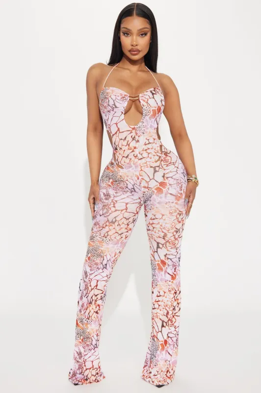 Wild Gal Mesh Jumpsuit - Rust sold by Fashion Nova